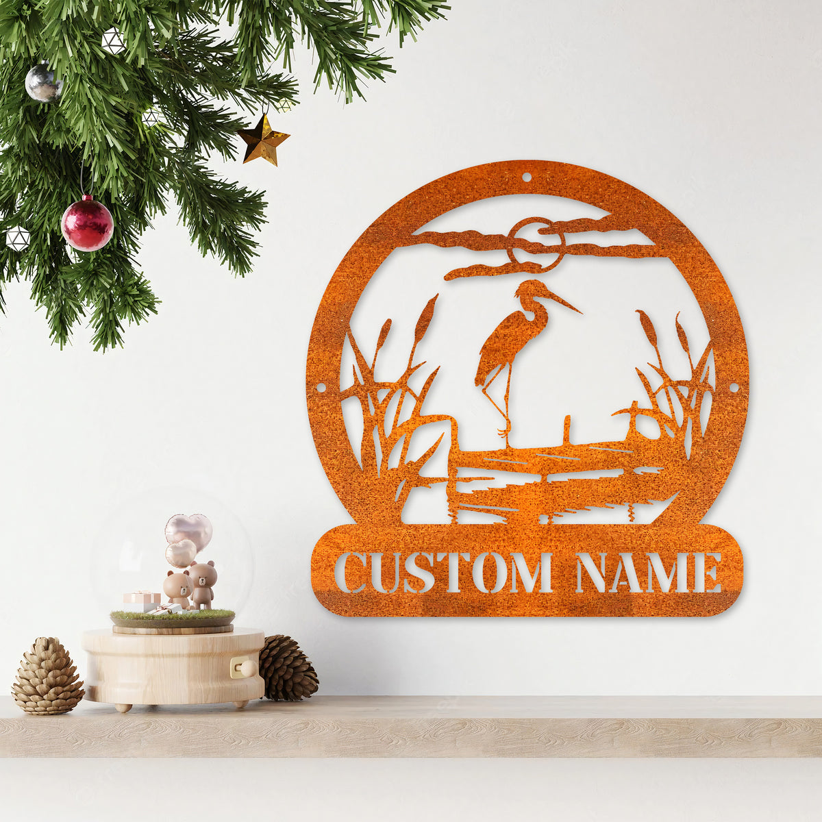 Personalized Herons Metal Sign, Lake House Sign Heron Metal Wall Art, Wildlife Bird Wall Decor, Bird Lover Gift, Outdoor Sign, Birthday Gift