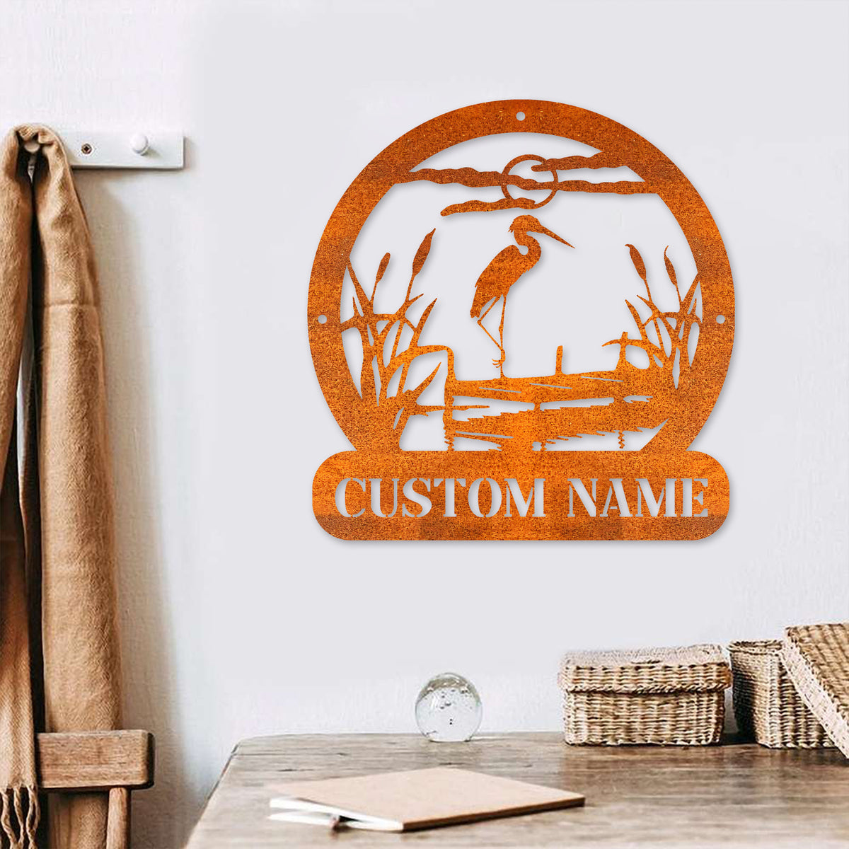 Personalized Herons Metal Sign, Lake House Sign Heron Metal Wall Art, Wildlife Bird Wall Decor, Bird Lover Gift, Outdoor Sign, Birthday Gift