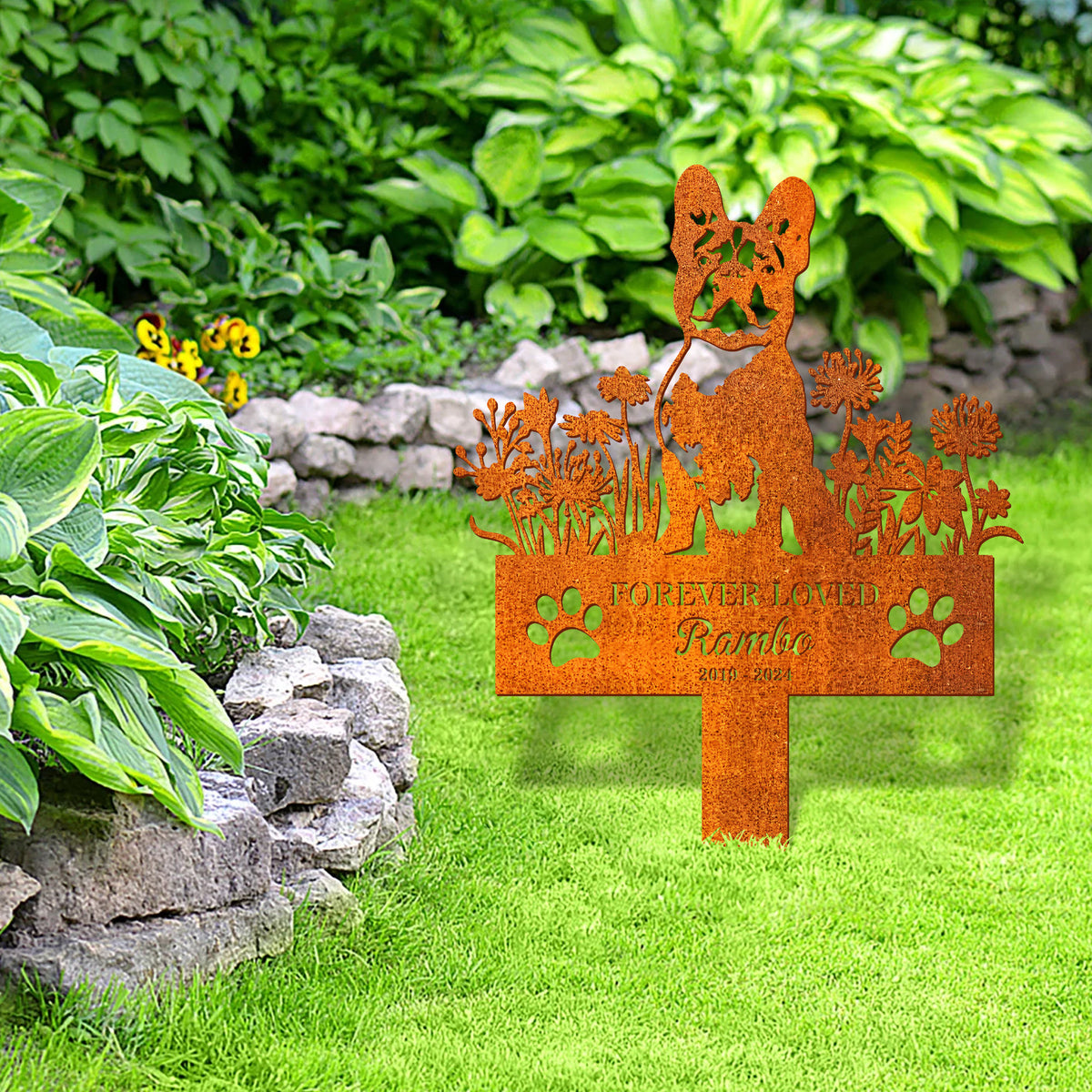 Custom Dog Memorial Stake, French Bulldog Memorial Stake Corten Sign Personalized, Pet Grave Markers, Pet Loss Gift, Sympathy Sign, Remembrance Stake