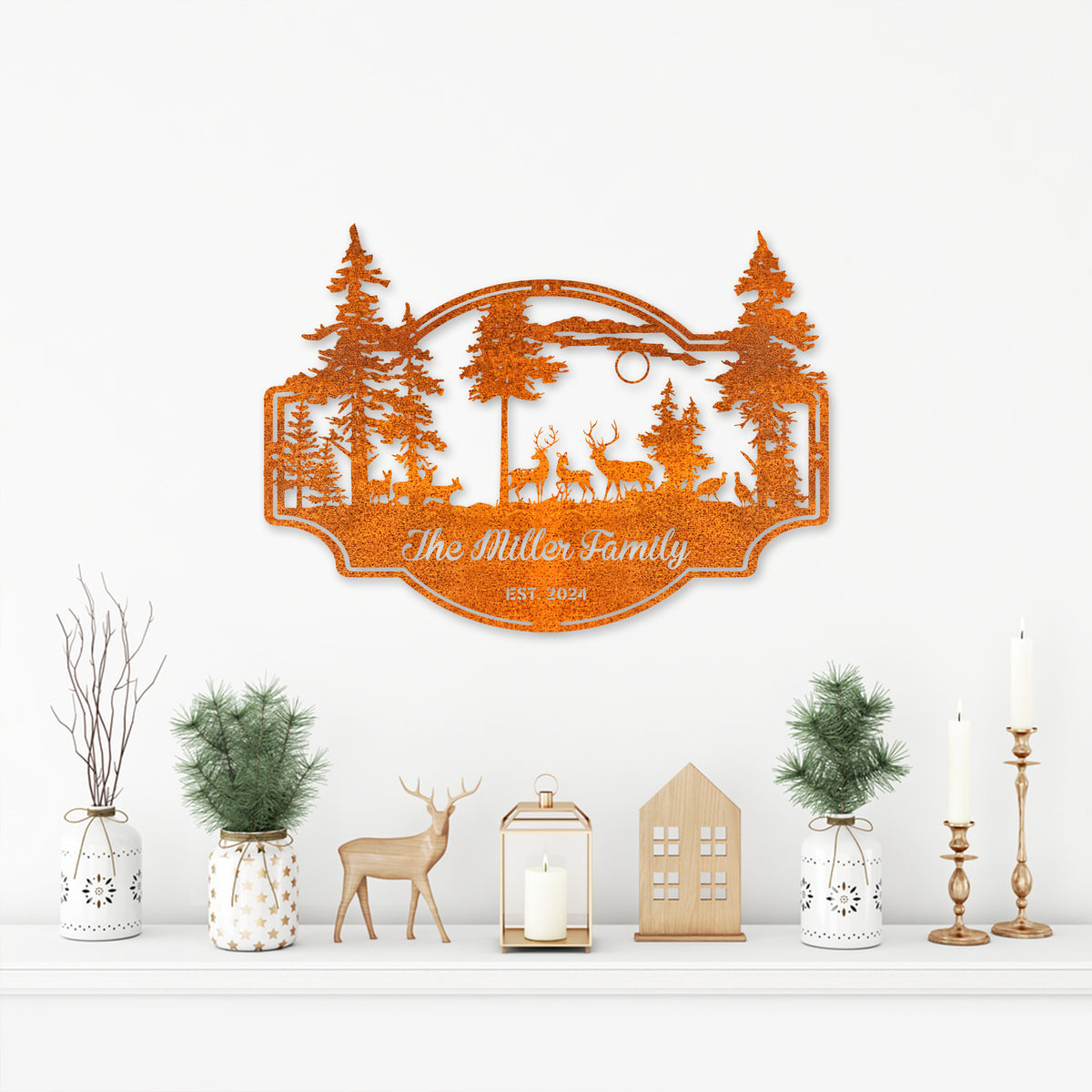 Custom Deer Forest Metal Sign, Personalized Deer Family Name Sign, Farm Sign, Outdoor Sign, Farmhouse Decor, Turkey Deer Buck Metal