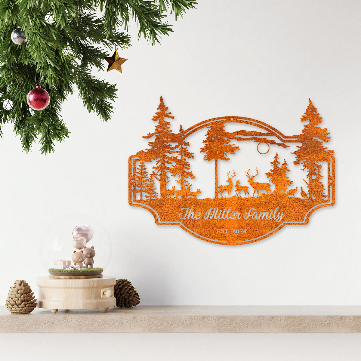 Custom Deer Forest Metal Sign, Personalized Deer Family Name Sign, Farm Sign, Outdoor Sign, Farmhouse Decor, Turkey Deer Buck Metal