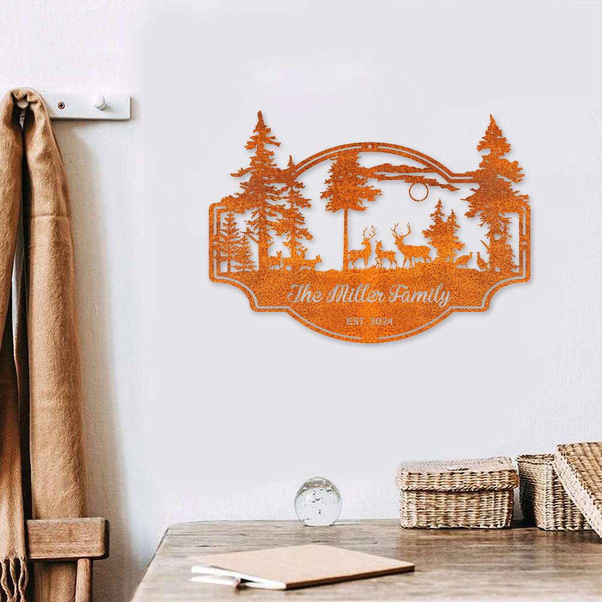 Custom Deer Forest Metal Sign, Personalized Deer Family Name Sign, Farm Sign, Outdoor Sign, Farmhouse Decor, Turkey Deer Buck Metal