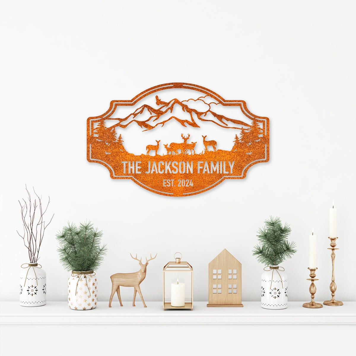 Personalized Family Deer In Forest Metal Sign Custom Metal Deer Sign Metal Outdoor Signs, Deer Hunter Sign, Metal Camping Sign Dad Gift