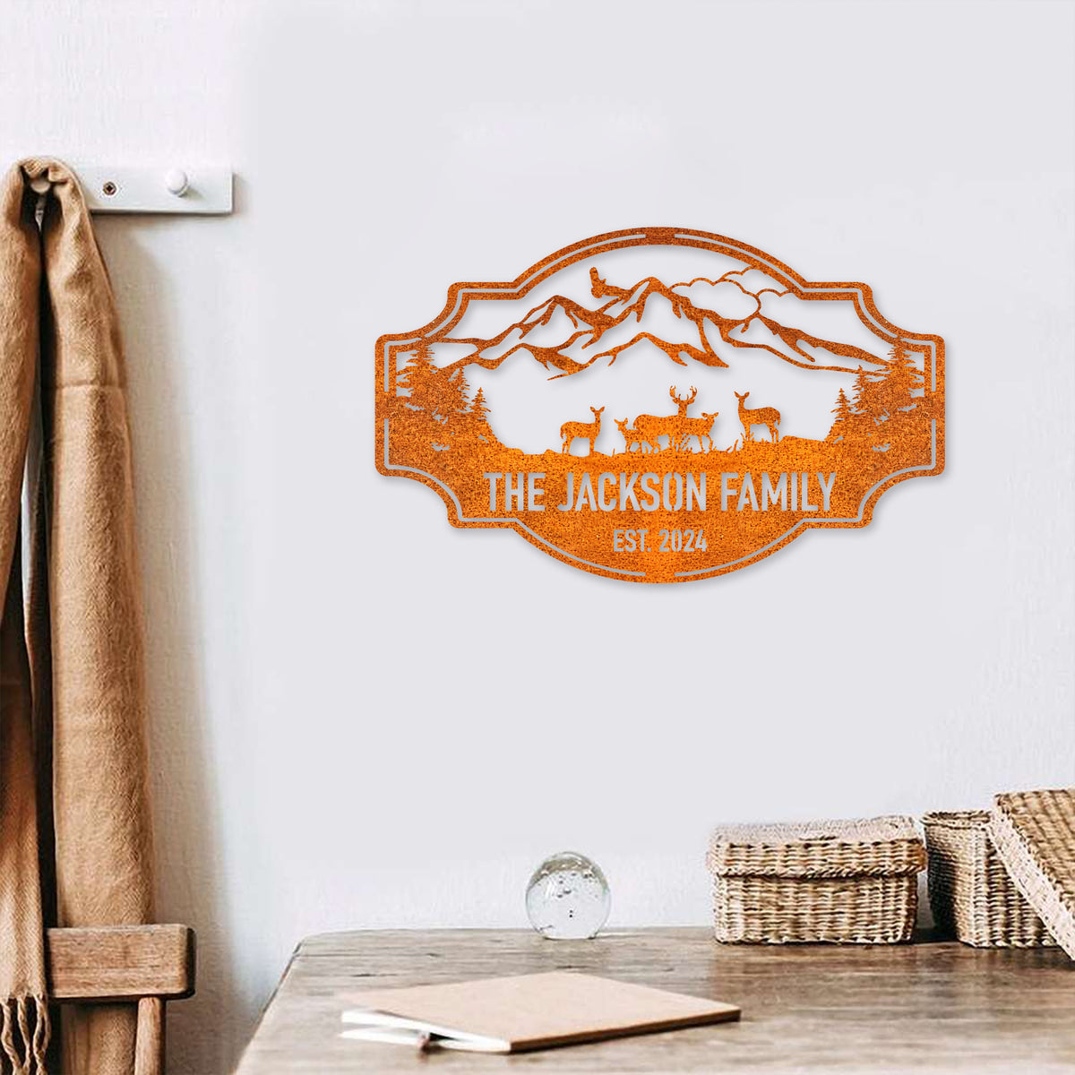 Personalized Family Deer In Forest Metal Sign Custom Metal Deer Sign Metal Outdoor Signs, Deer Hunter Sign, Metal Camping Sign Dad Gift