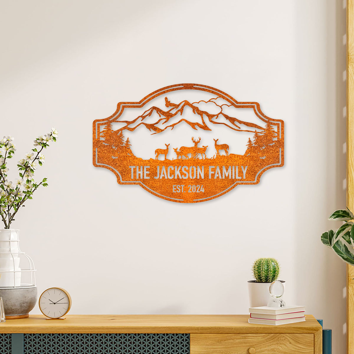 Personalized Family Deer In Forest Metal Sign Custom Metal Deer Sign Metal Outdoor Signs, Deer Hunter Sign, Metal Camping Sign Dad Gift