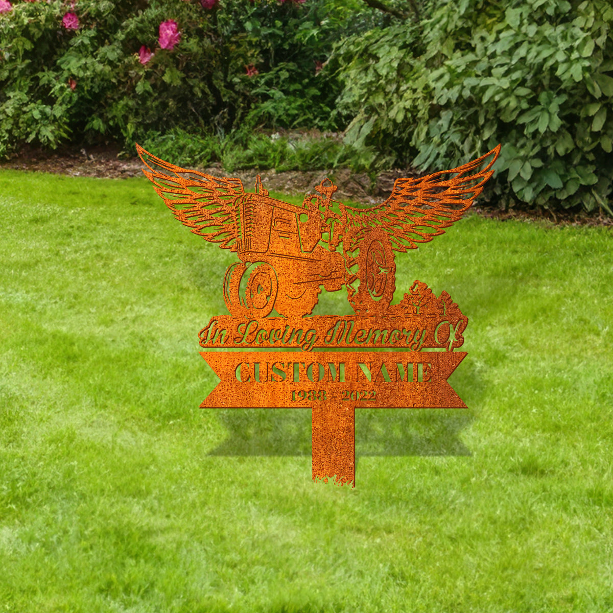 Personalized Farmer On Tractor Memorial Stake, Farmer Loss Farmer Memorial Stake, Tractor Metal, Sympathy Sign, Grave Marker, Remembrance Stake