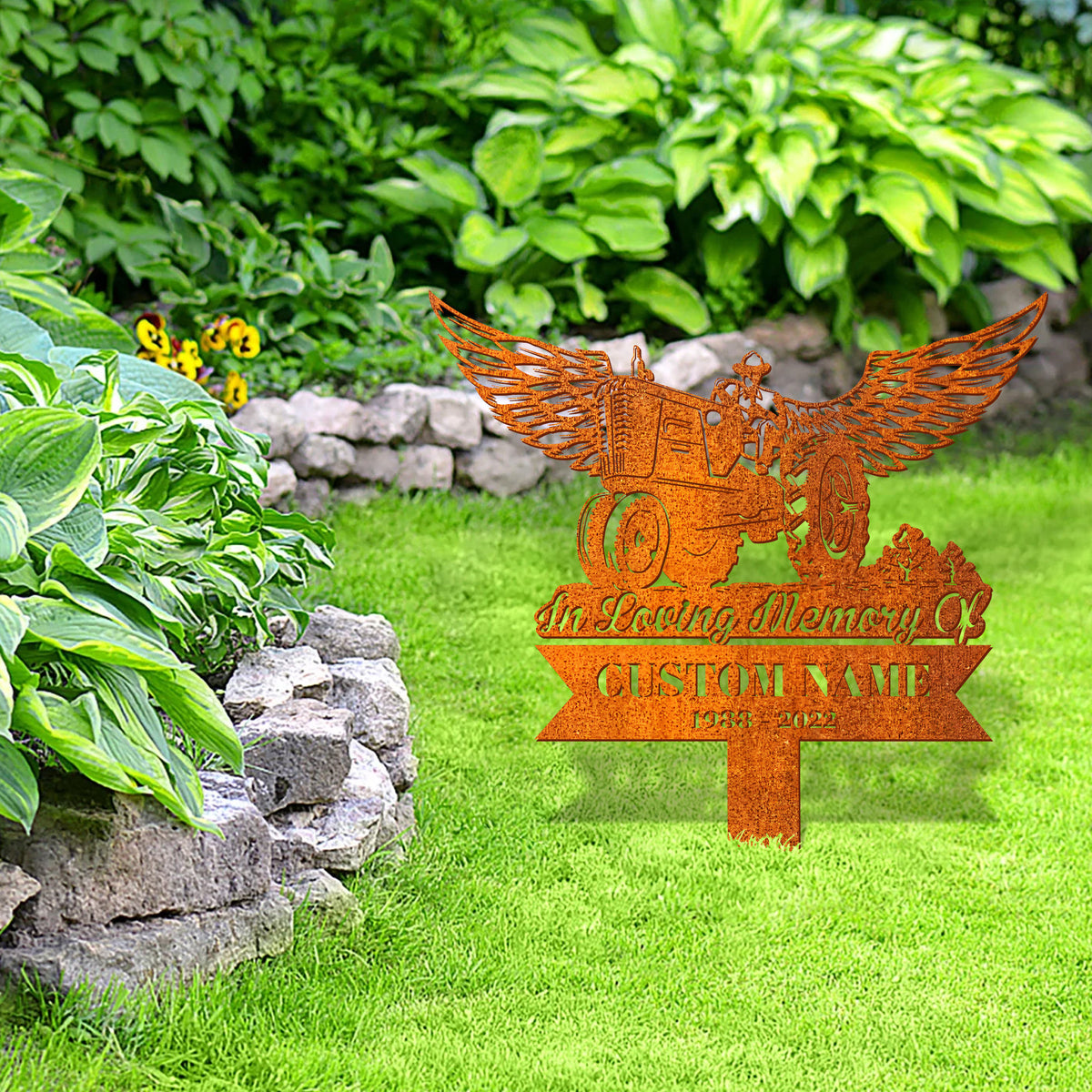 Personalized Farmer On Tractor Memorial Stake, Farmer Loss Farmer Memorial Stake, Tractor Metal, Sympathy Sign, Grave Marker, Remembrance Stake