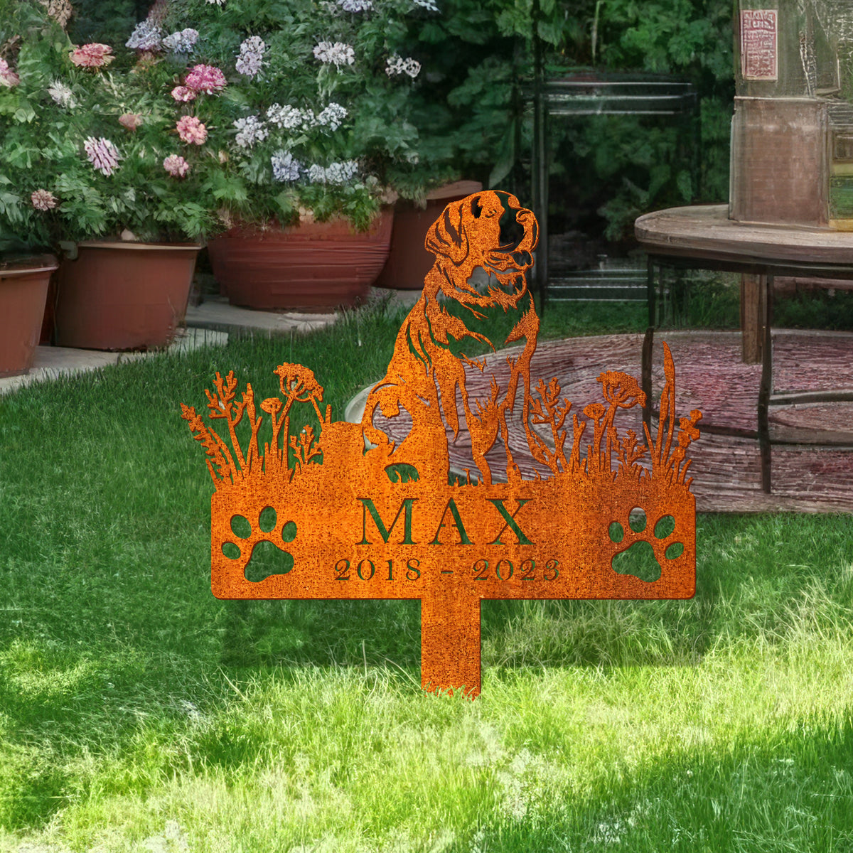 Personalized St. Bernard Dog Memorial Stake, Dog Loss, Sympathy Sign, Pet Grave Marker, Remembrance Stake, St. Bernard Dog Memorial, Dog Name Sign