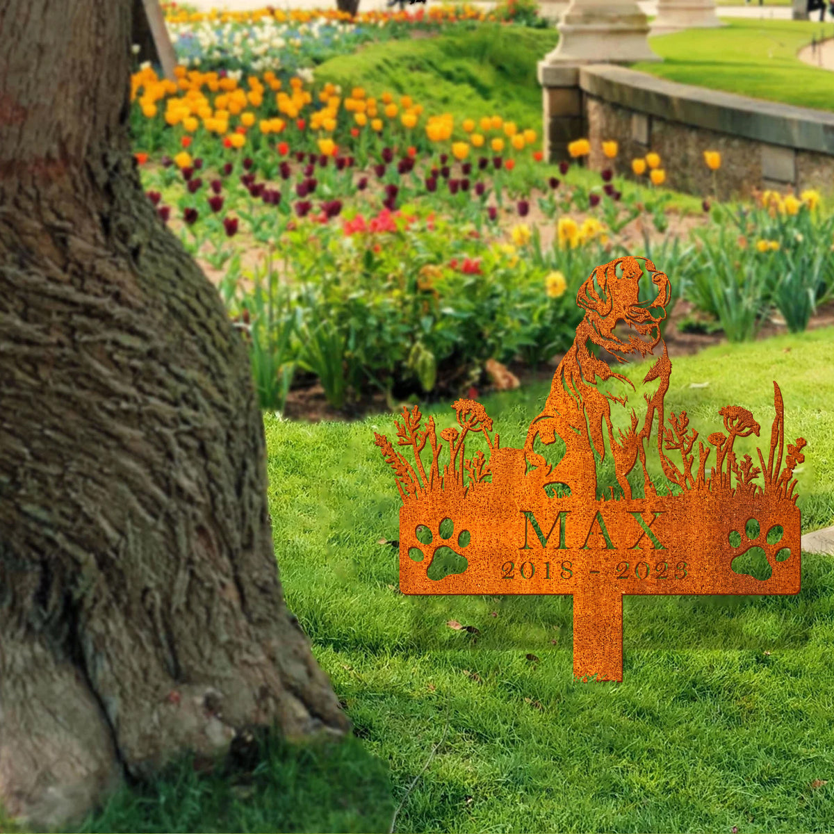 Personalized St. Bernard Dog Memorial Stake, Dog Loss, Sympathy Sign, Pet Grave Marker, Remembrance Stake, St. Bernard Dog Memorial, Dog Name Sign