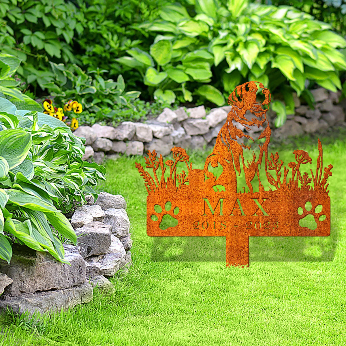 Personalized St. Bernard Dog Memorial Stake, Dog Loss, Sympathy Sign, Pet Grave Marker, Remembrance Stake, St. Bernard Dog Memorial, Dog Name Sign