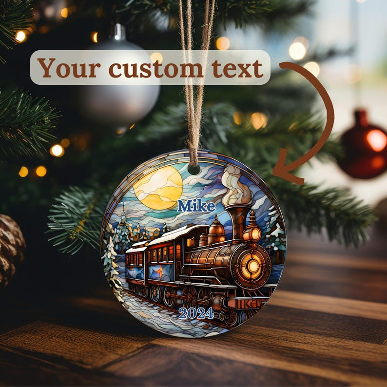 Scenic Train Beautiful Ceramic Christmas Ornament, Snow, Winter, 2024 Christmas Train, Keepsake Gift, Decoration
