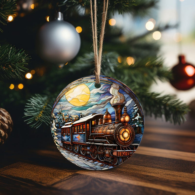 Scenic Train Beautiful Ceramic Christmas Ornament, Snow, Winter, 2024 Christmas Train, Keepsake Gift, Decoration