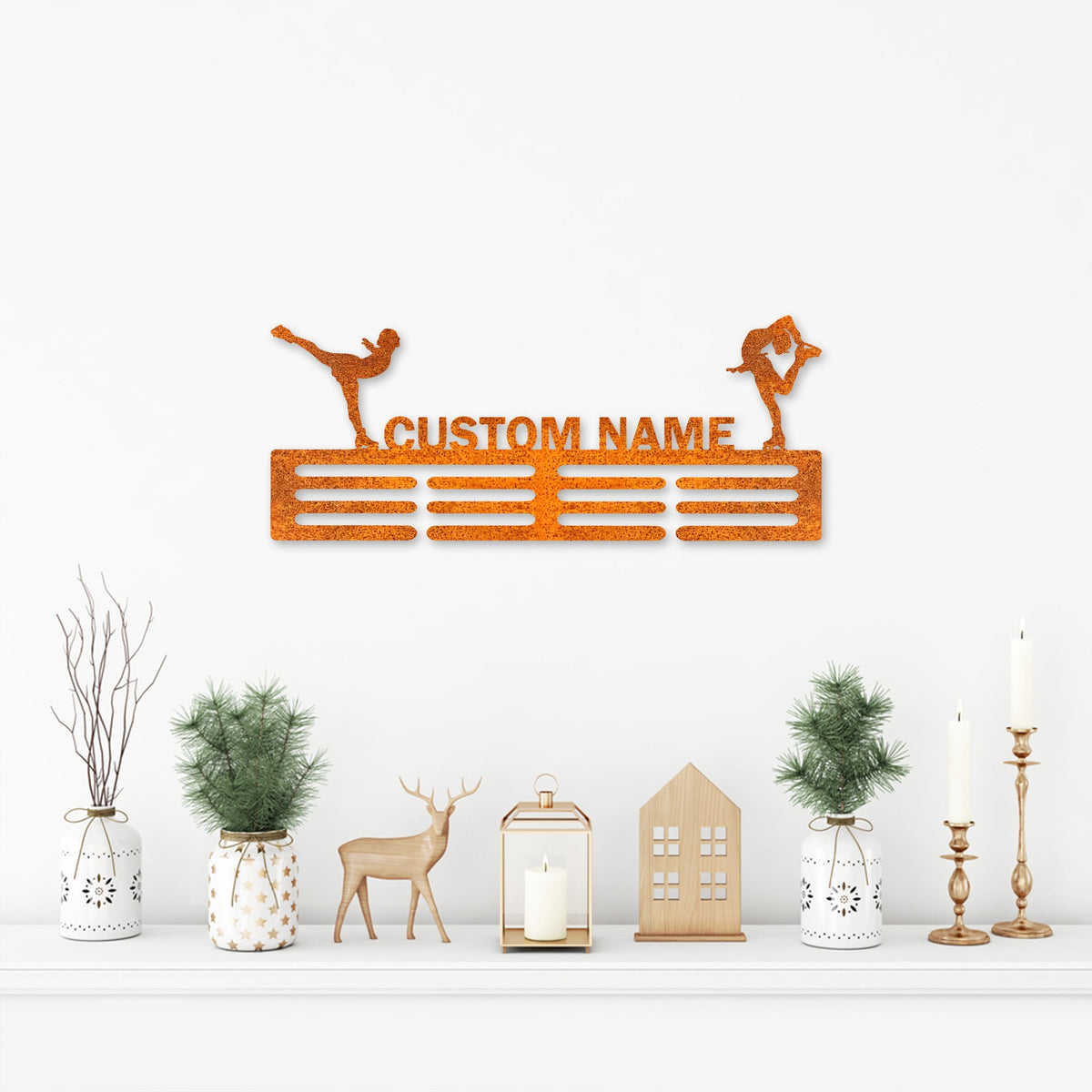 Custom Girl Figure Skater Medal Hanger Led, Gift For Her Skater Medal Hanger, Medal Holder Display Rack For Awards Ribbons, Tiered Award Rack
