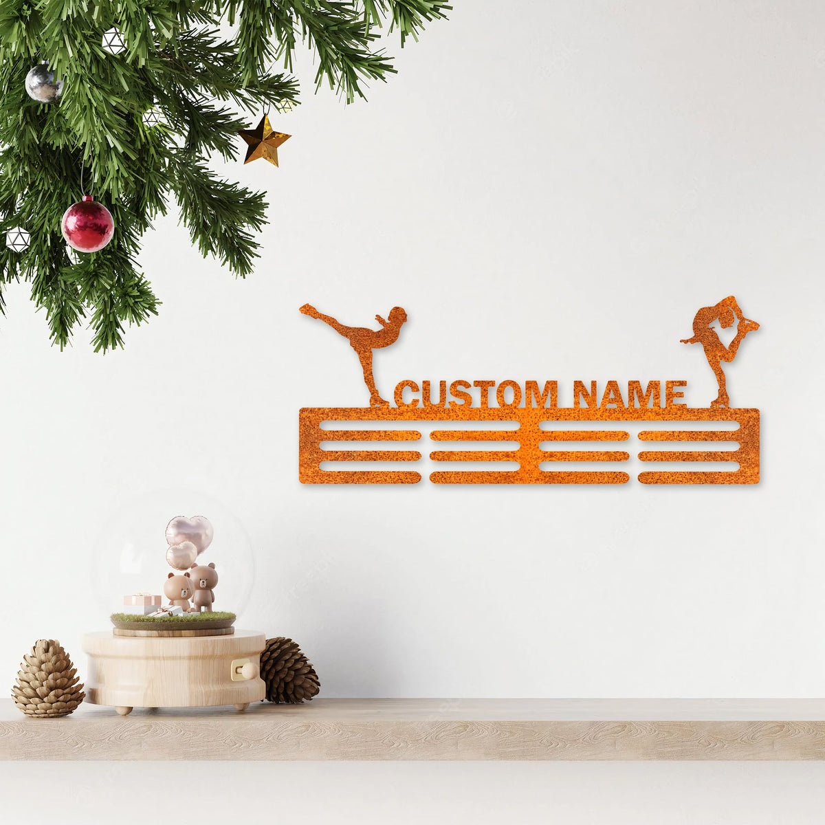 Custom Girl Figure Skater Medal Hanger Led, Gift For Her Skater Medal Hanger, Medal Holder Display Rack For Awards Ribbons, Tiered Award Rack