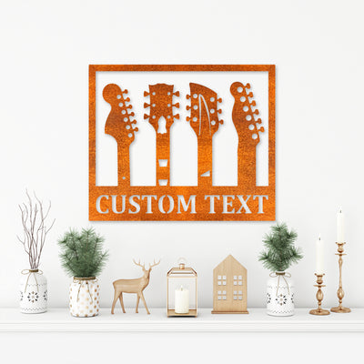 Custom Guitar Metal Wall Art Guitar Sign Personalized Guitarist Name Sign Music Room Kid Nursery Decor Birthday Gift Guitar Player Gift