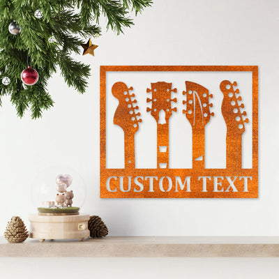 Custom Guitar Metal Wall Art Guitar Sign Personalized Guitarist Name Sign Music Room Kid Nursery Decor Birthday Gift Guitar Player Gift