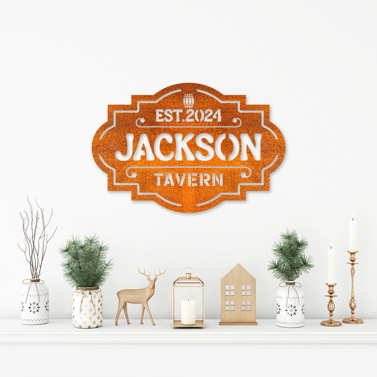 Personalised Western Tavern Sign Home Bar Sign Bar Metal Wall Art Family Name Sign Outdoor Patio Sign Bar Decor Birthday Gifts For Dad, Men
