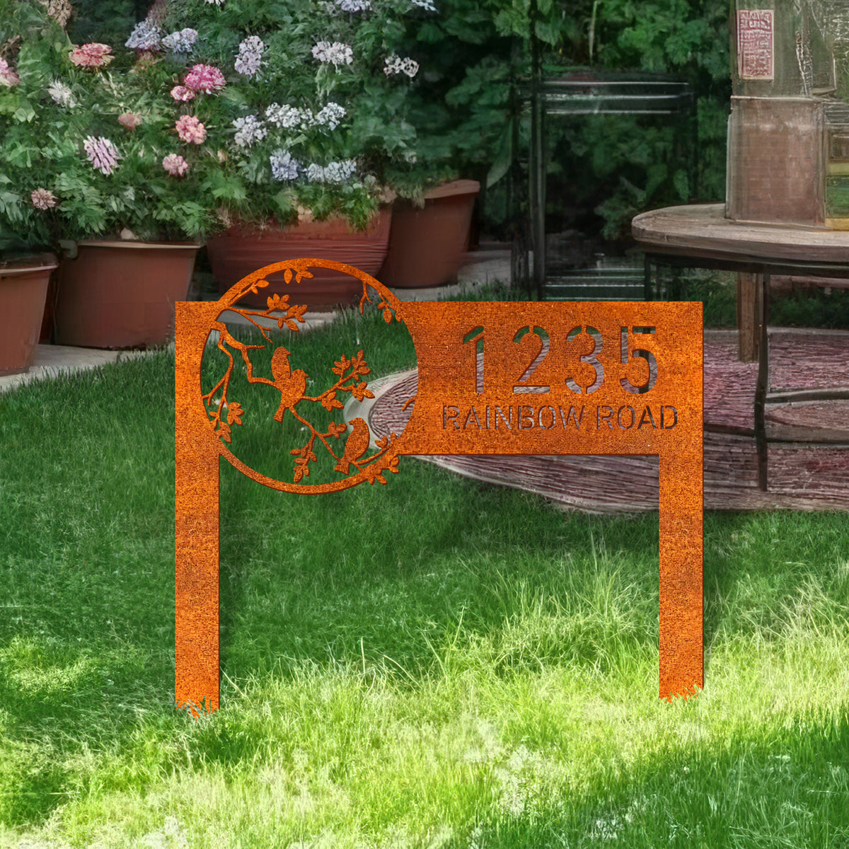 Personalized Metal Adress Sign With Stakes, Home Address Sign, Address Stake Corten Sign , Metal Number Sign, Garden Decor, Yard Sign, Housewarming Gift