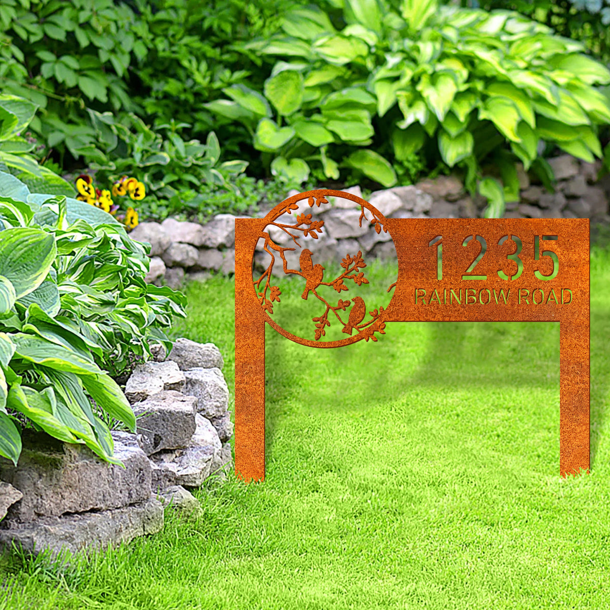 Personalized Metal Adress Sign With Stakes, Home Address Sign, Address Stake Corten Sign , Metal Number Sign, Garden Decor, Yard Sign, Housewarming Gift