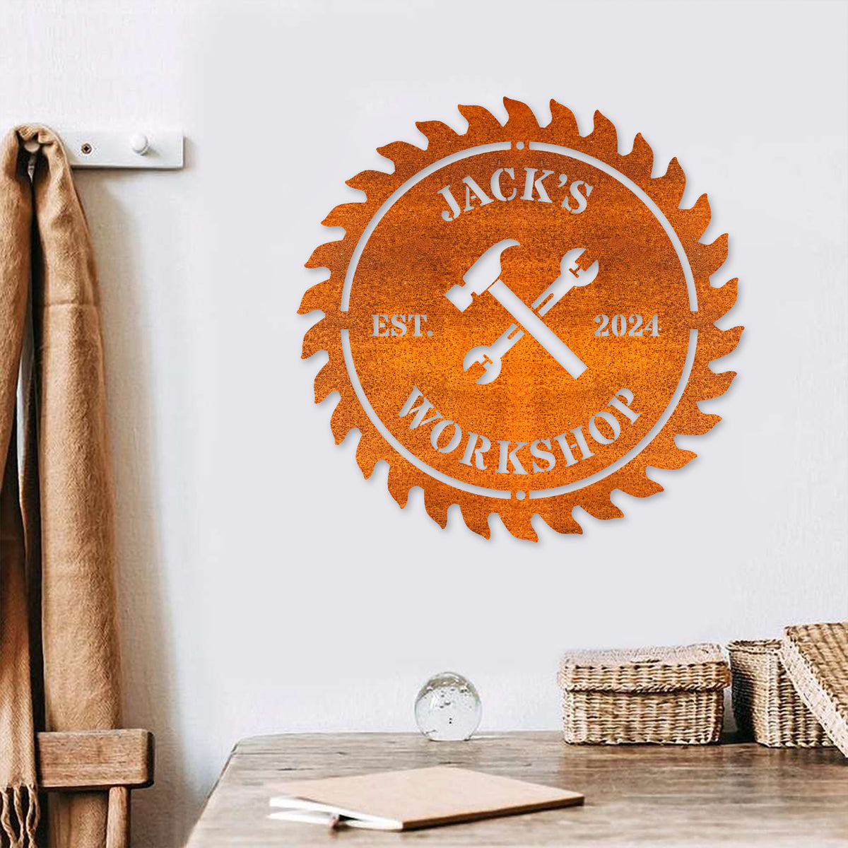 Custom Workshop Metal Sign Led Light, Carpenter Tools Wall Decor, Personalized Papas Work Shop Sign, Garage Sign, Mechanic Sign Dad Gift