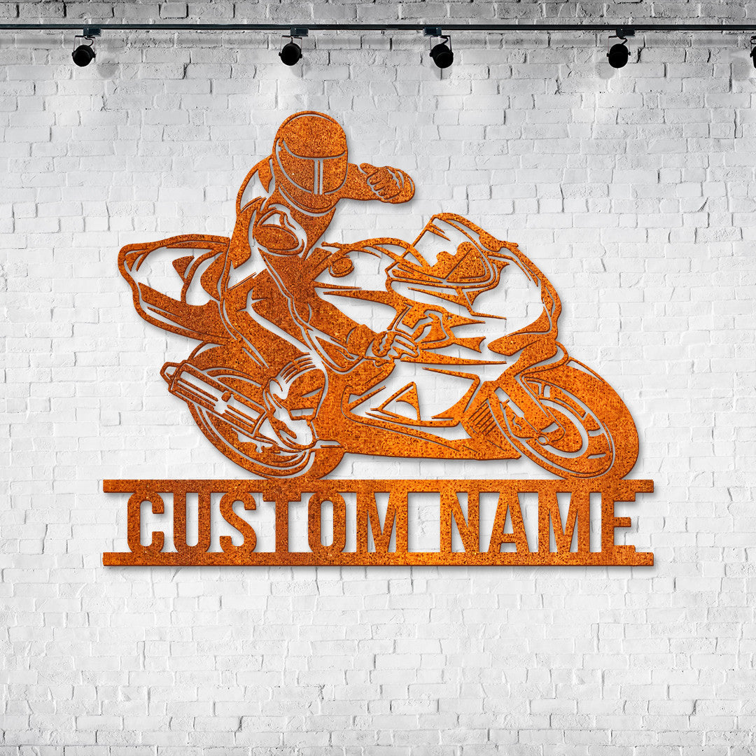 Personalized Motorcycle Racing Metal Sign Custom Biker Name Sign Motorcycle Moto Gp Sign Birthday Gift Dad Gift Christmas Gift For Biker