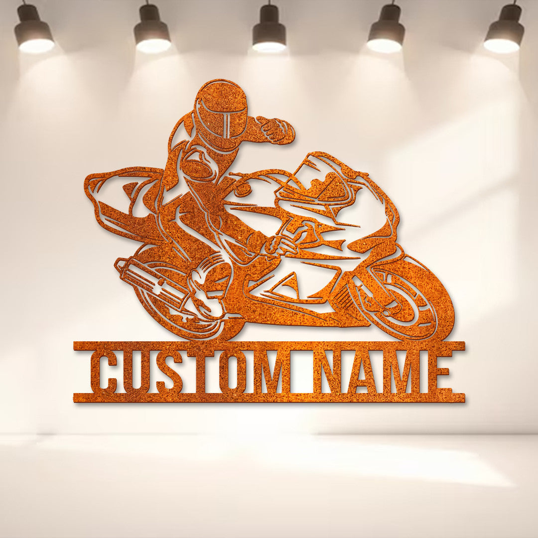 Personalized Motorcycle Racing Metal Sign Custom Biker Name Sign Motorcycle Moto Gp Sign Birthday Gift Dad Gift Christmas Gift For Biker