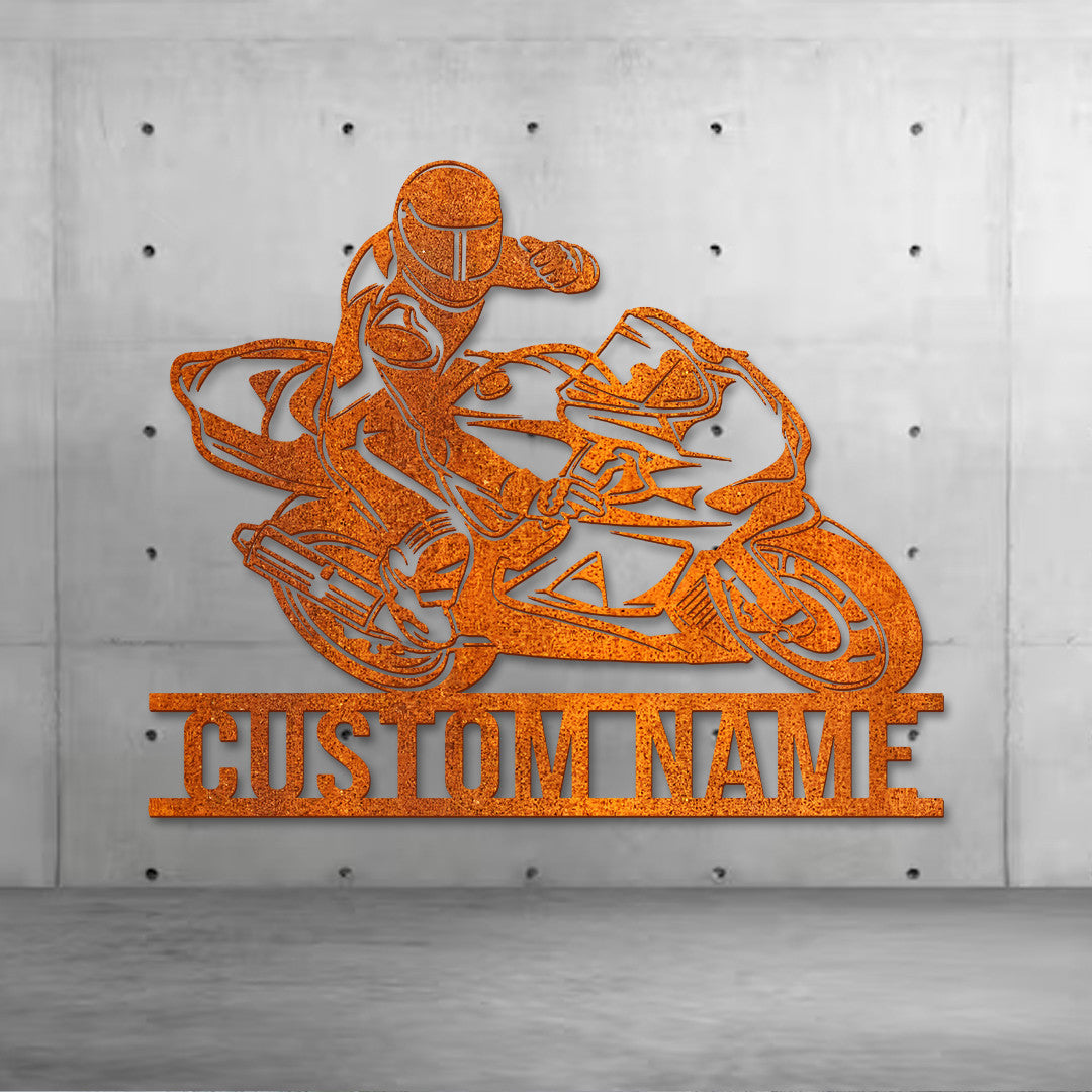 Personalized Motorcycle Racing Metal Sign Custom Biker Name Sign Motorcycle Moto Gp Sign Birthday Gift Dad Gift Christmas Gift For Biker