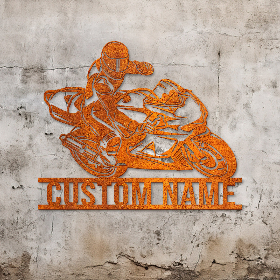 Personalized Motorcycle Racing Metal Sign Custom Biker Name Sign Motorcycle Moto Gp Sign Birthday Gift Dad Gift Christmas Gift For Biker