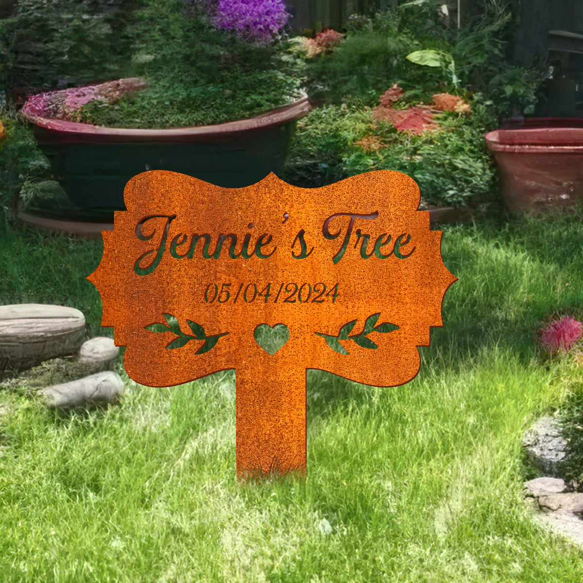 Tree Memorial Stake Custom Memorial Tree Sign With Stake, Tree Garden Sign, Personalized Tree Garden Marker, Tree Plaque Marker, Yard Decor