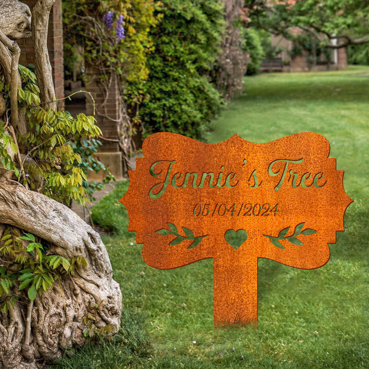 Tree Memorial Stake Custom Memorial Tree Sign With Stake, Tree Garden Sign, Personalized Tree Garden Marker, Tree Plaque Marker, Yard Decor