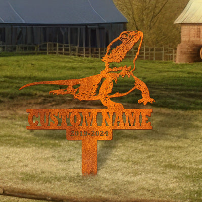 Custom Bearded Dragon Memorial Stake, Lizard Name Sign, Lizard Memorial, Sympathy Sign, Garden Decor, Bearded Dragon Sign, Pet Grave Marker