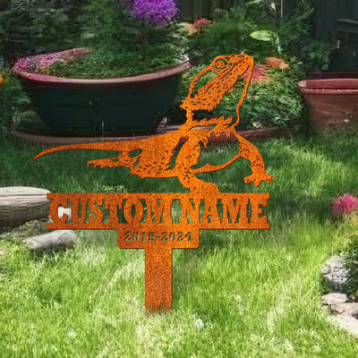 Custom Bearded Dragon Memorial Stake, Lizard Name Sign, Lizard Memorial, Sympathy Sign, Garden Decor, Bearded Dragon Sign, Pet Grave Marker
