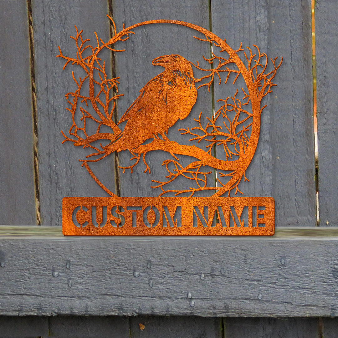 Custom Crow Metal Sign Led Light, Raven Sign, Personalized Black Crow Name Sign, Metal Crow Wall Art, Raven Decor Home Decor, Gift For Dad
