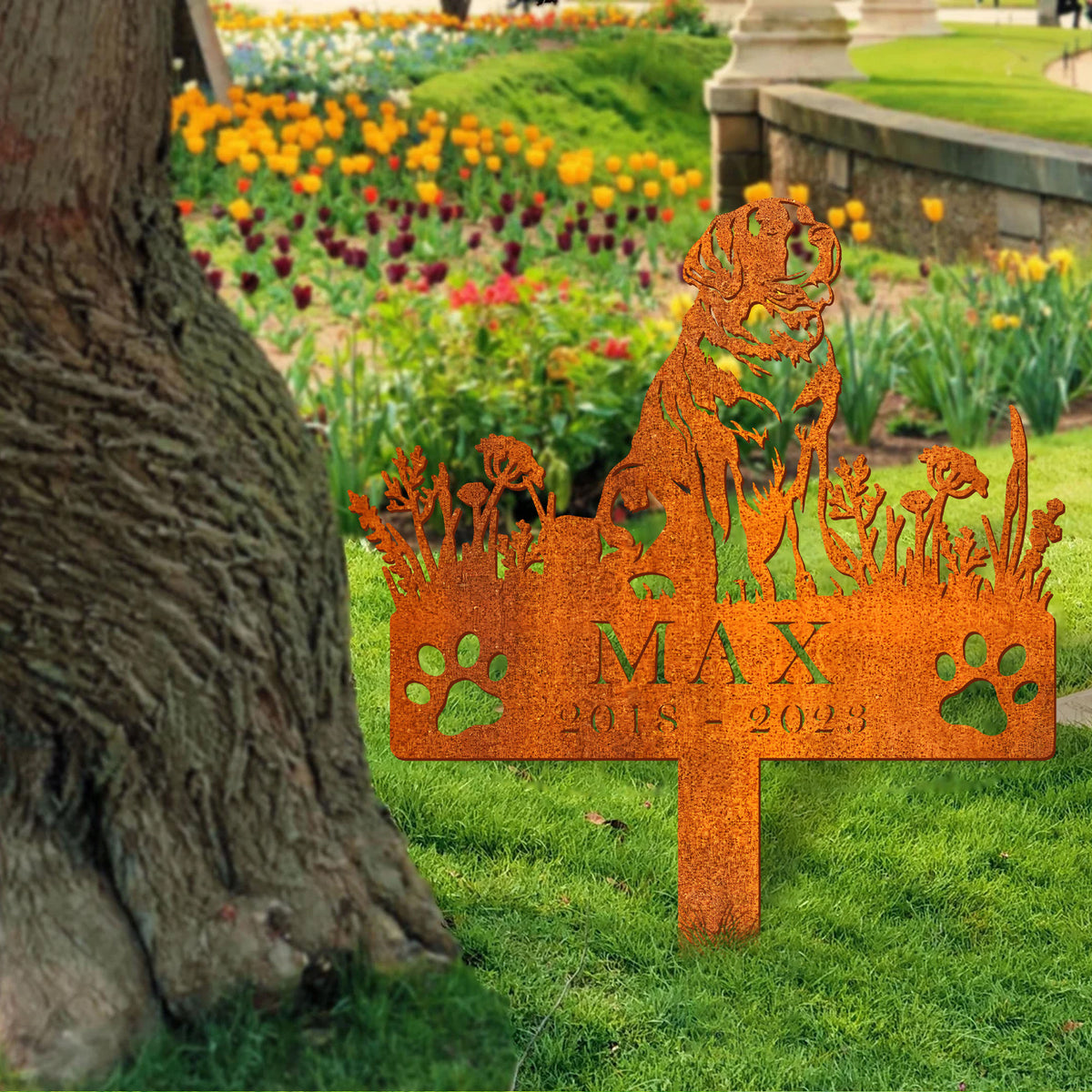 Personalized St. Bernard Dog Memorial Stake, Dog Loss, Sympathy Sign, Pet Grave Marker, Remembrance Stake, St. Bernard Dog Memorial Sign