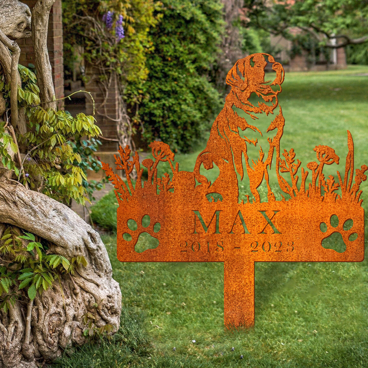 Personalized St. Bernard Dog Memorial Stake, Dog Loss, Sympathy Sign, Pet Grave Marker, Remembrance Stake, St. Bernard Dog Memorial Sign
