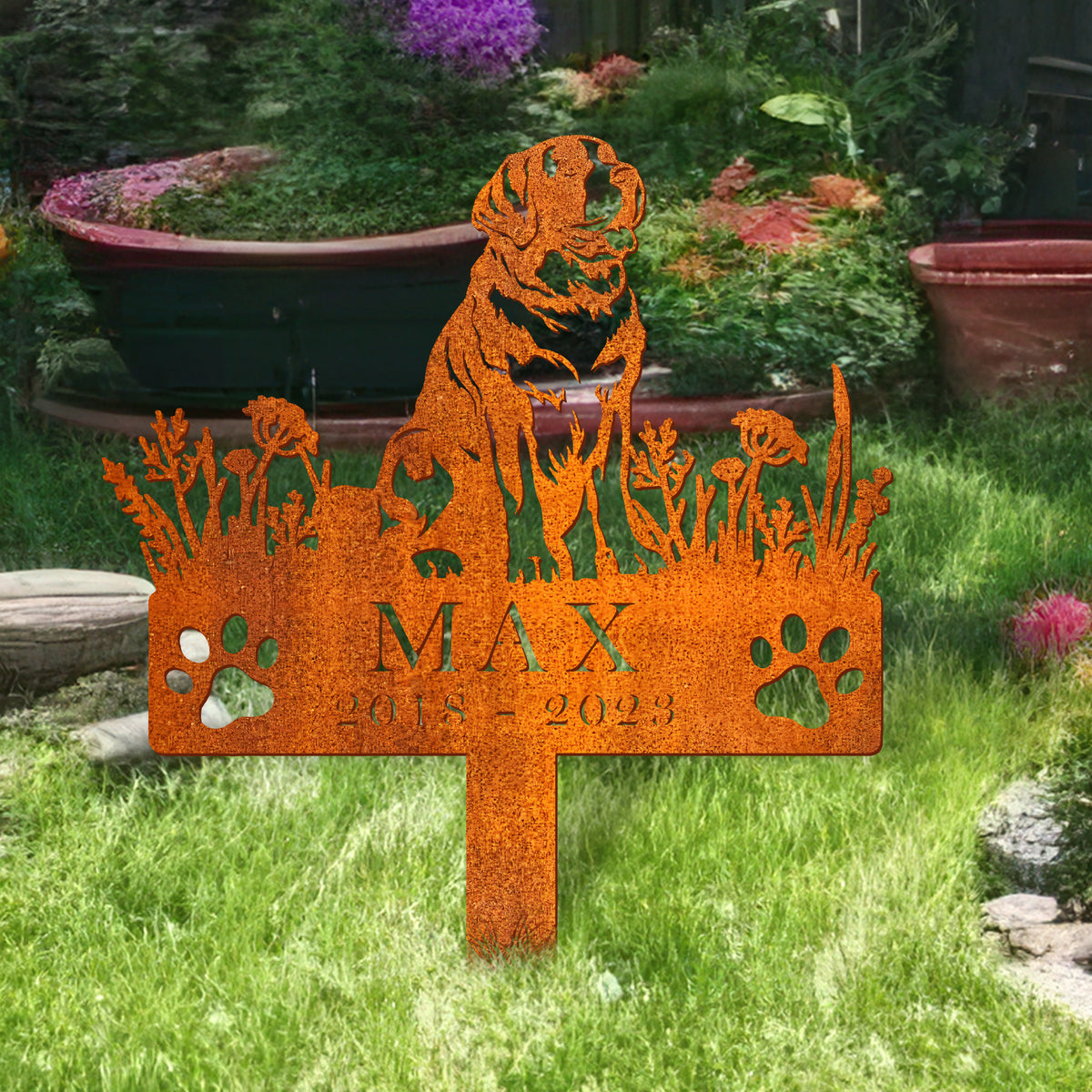 Personalized St. Bernard Dog Memorial Stake, Dog Loss, Sympathy Sign, Pet Grave Marker, Remembrance Stake, St. Bernard Dog Memorial Sign