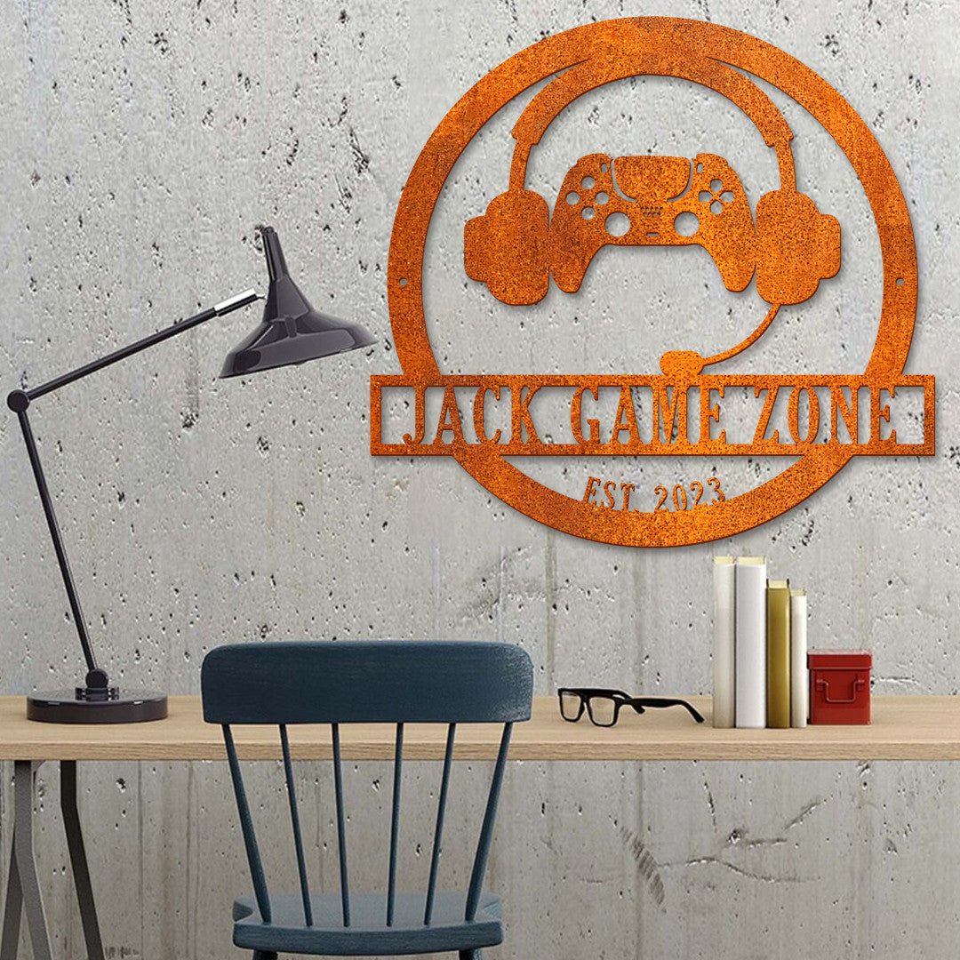Game Controller Metal Art, Game Room Decor, Custom Metal Game Zone Sign Led Light, Gaming Zone Name Sign, Video Game Art, Birthday Gift For Son