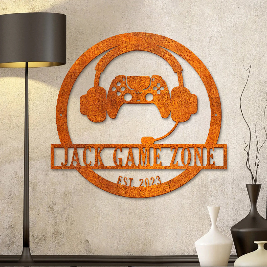 Game Controller Metal Art, Game Room Decor, Custom Metal Game Zone Sign Led Light, Gaming Zone Name Sign, Video Game Art, Birthday Gift For Son