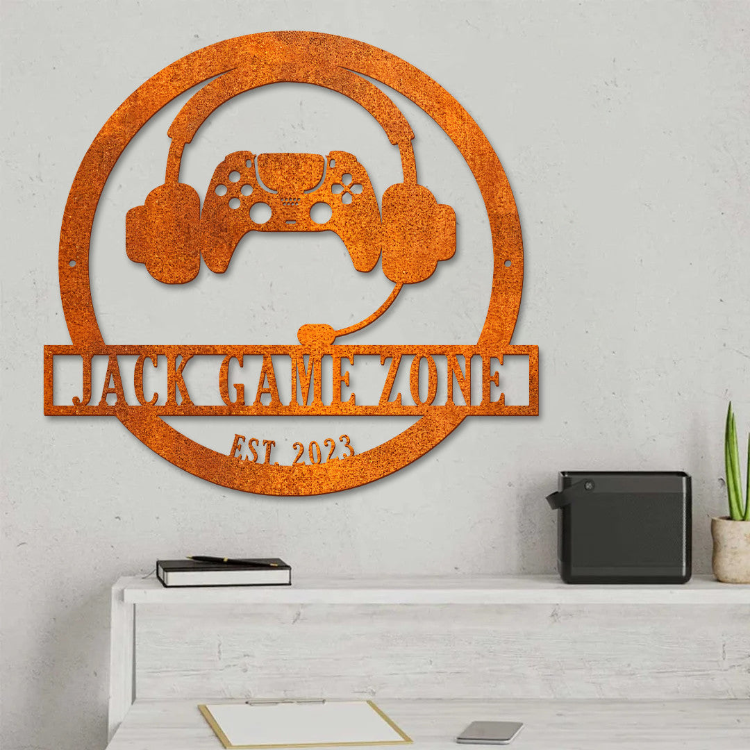 Game Controller Metal Art, Game Room Decor, Custom Metal Game Zone Sign Led Light, Gaming Zone Name Sign, Video Game Art, Birthday Gift For Son