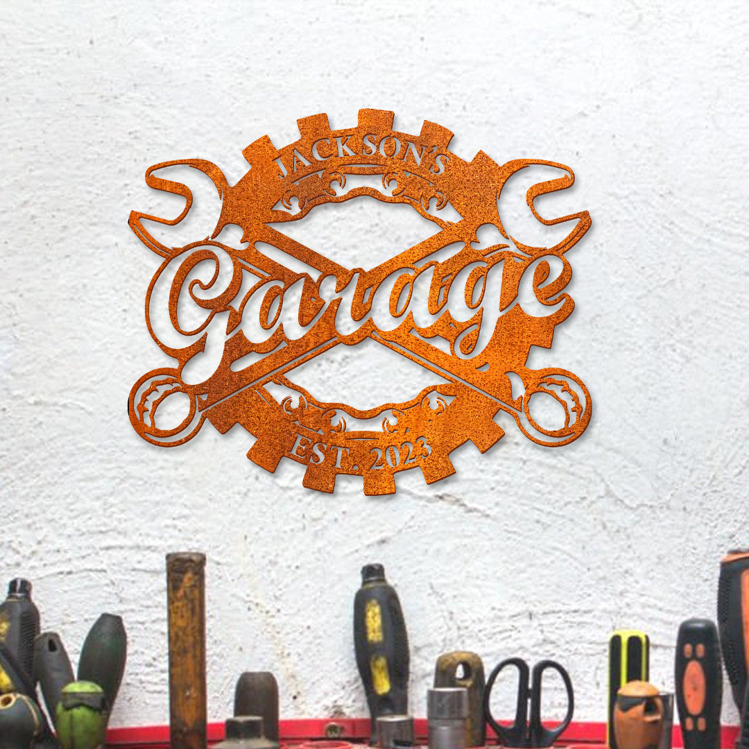 Metal Garage Wall Decor Personalized Garage Sign Led Light, Dad's Garage Decor, Custom Workshop Sign, Gift For Dad Husband Garage Decor