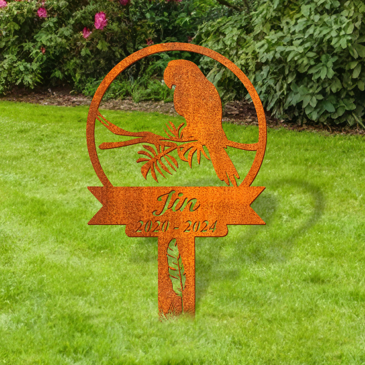 Personalized Parrot Memorial Stake, Parrot Metal Sign, Parrot Loss, Sympathy Sign, Pet Grave Marker, Remembrance Stake, Garden Decor, Bird Memorial