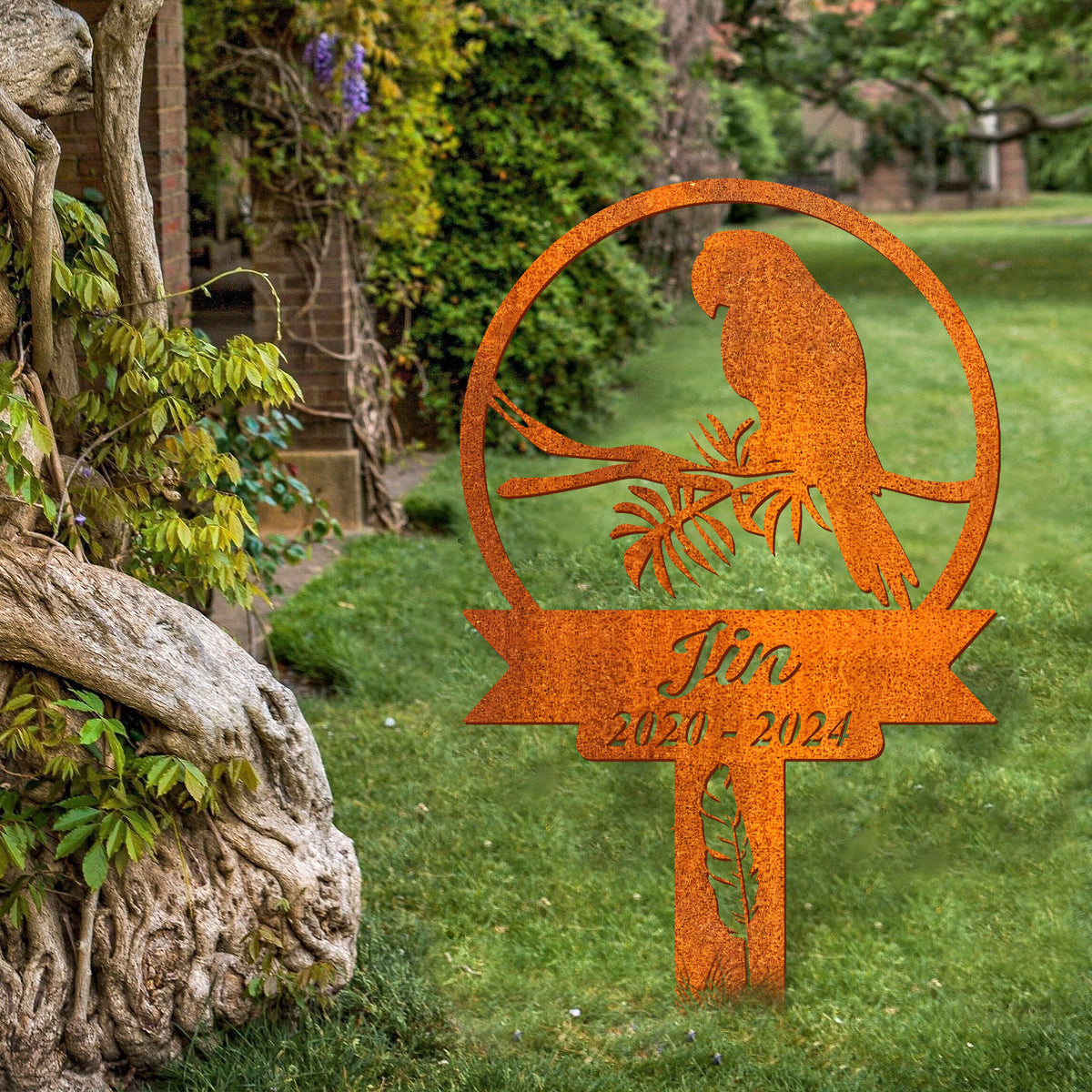 Personalized Parrot Memorial Stake, Parrot Metal Sign, Parrot Loss, Sympathy Sign, Pet Grave Marker, Remembrance Stake, Garden Decor, Bird Memorial