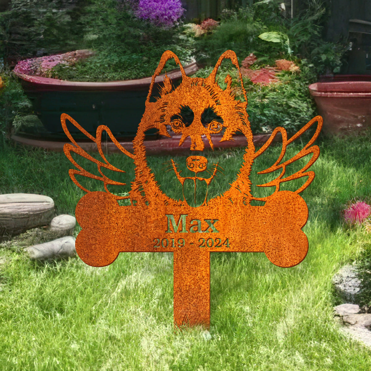 Personalized Husky Dog Memorial Stake, Dog Name Sign, Husky Sign, Metal Stake, Sympathy Sign, Pet Grave Marker, Remembrance Stake, Dog Loss