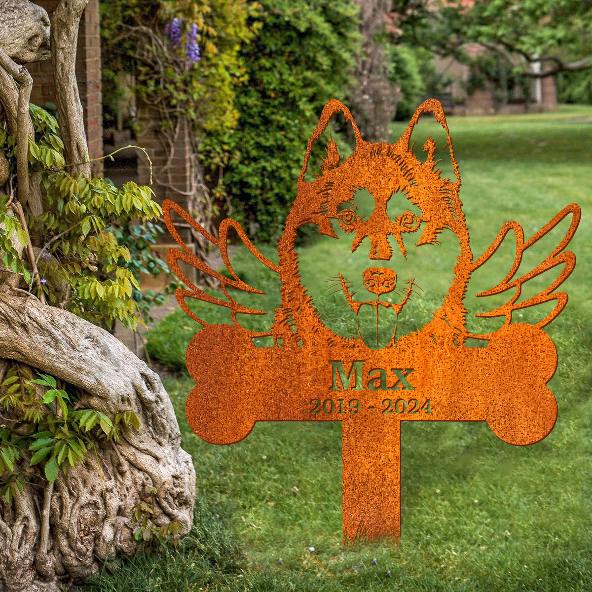 Personalized Husky Dog Memorial Stake, Dog Name Sign, Husky Sign, Metal Stake, Sympathy Sign, Pet Grave Marker, Remembrance Stake, Dog Loss