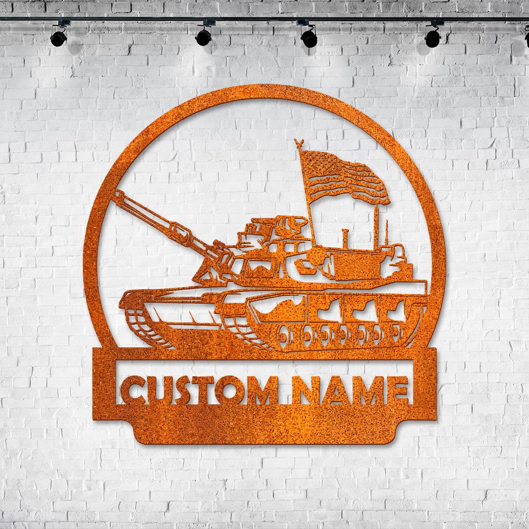 Custom Us Military Tank Metal Sign Led Lights, Personalized Us Military Tank Metal Sign, Military Tank Wall Hanging Home Decor Gift For Dad