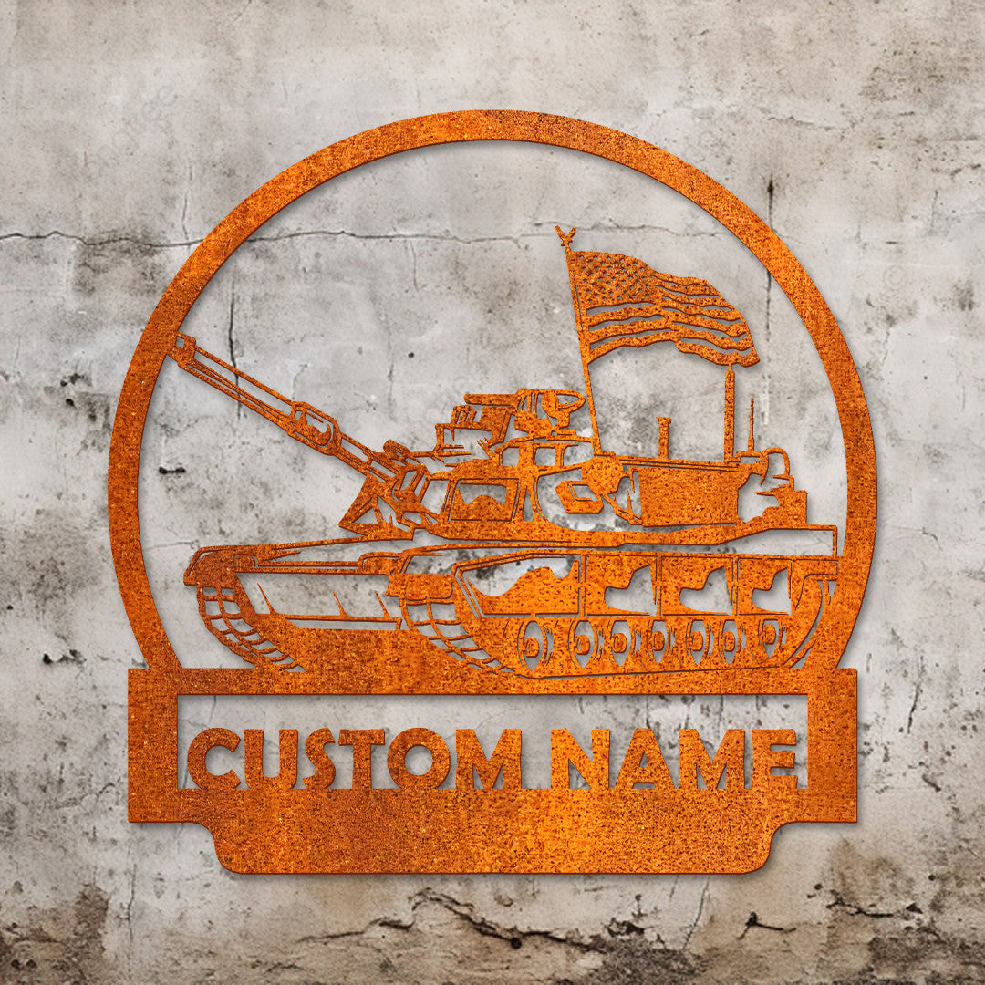 Custom Us Military Tank Metal Sign Led Lights, Personalized Us Military Tank Metal Sign, Military Tank Wall Hanging Home Decor Gift For Dad