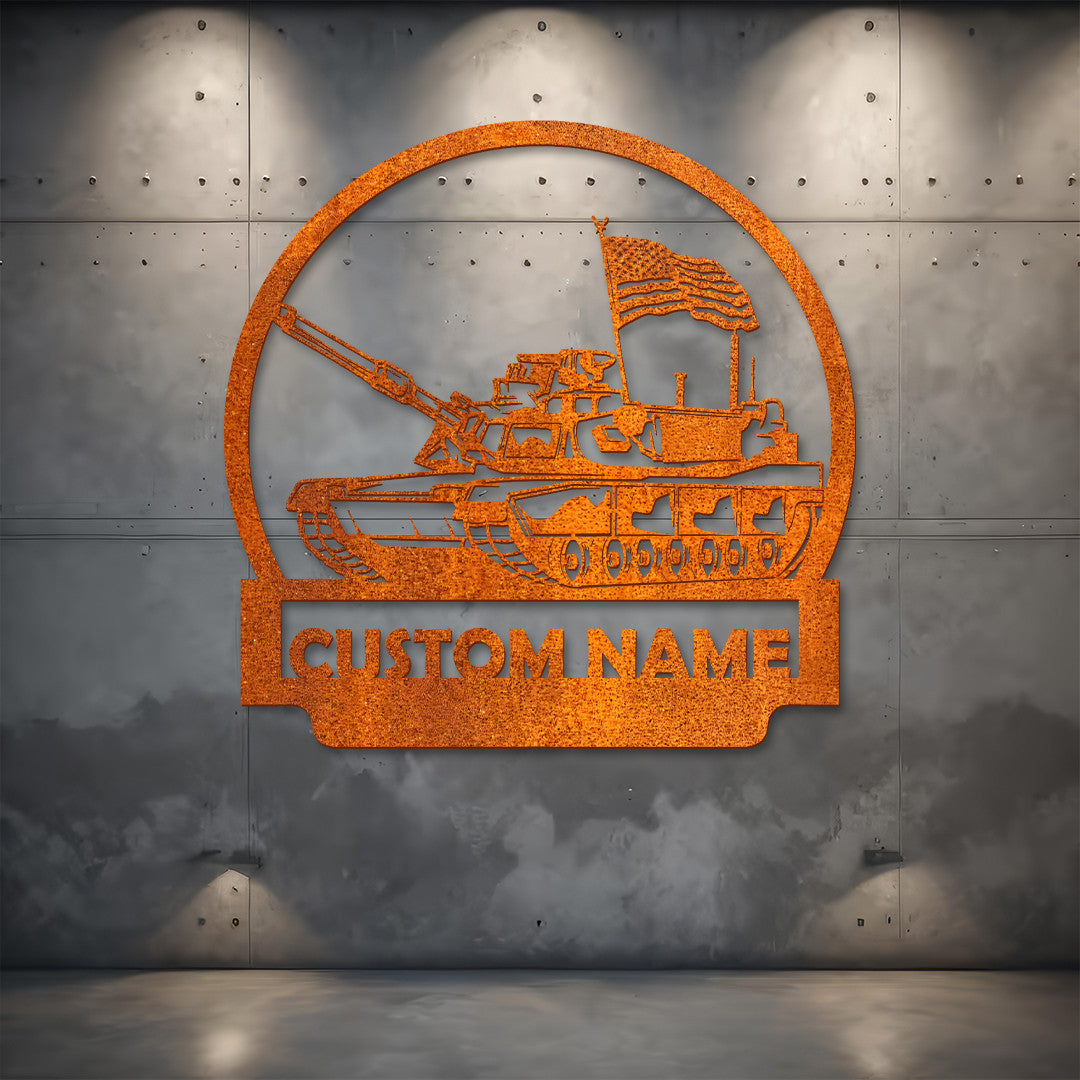 Custom Us Military Tank Metal Sign Led Lights, Personalized Us Military Tank Metal Sign, Military Tank Wall Hanging Home Decor Gift For Dad