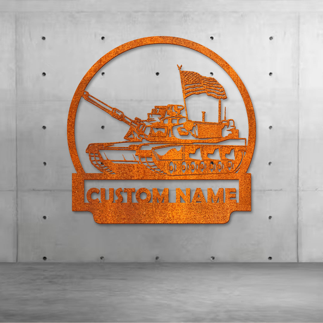 Custom Us Military Tank Metal Sign Led Lights, Personalized Us Military Tank Metal Sign, Military Tank Wall Hanging Home Decor Gift For Dad