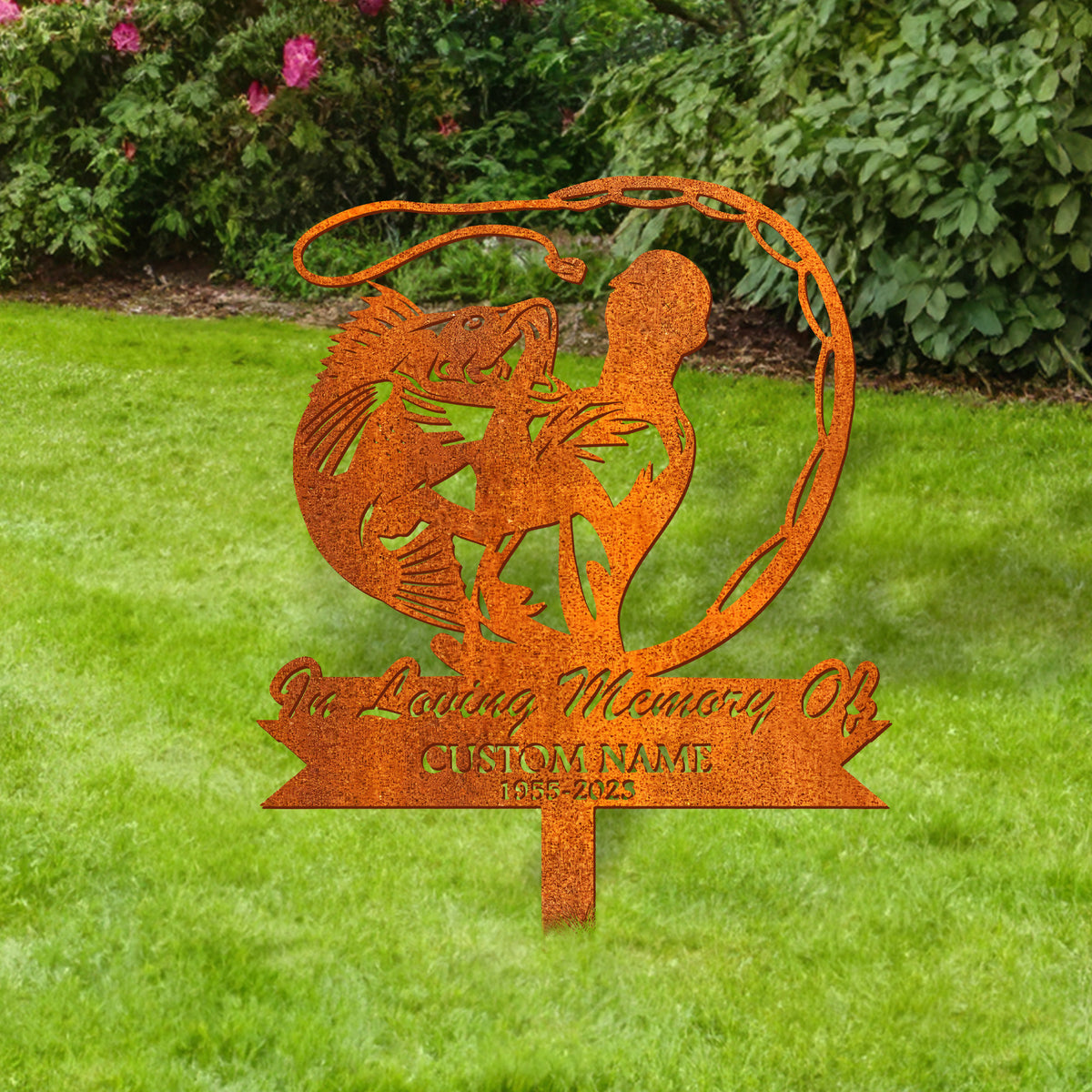 Personalized Fisherman Memorial Stake, Fisher Memorial Stake Fishing Sign, Sympathy Sign, Grave Marker, Remembrance Stake, Fisher Loss, Dad Loss