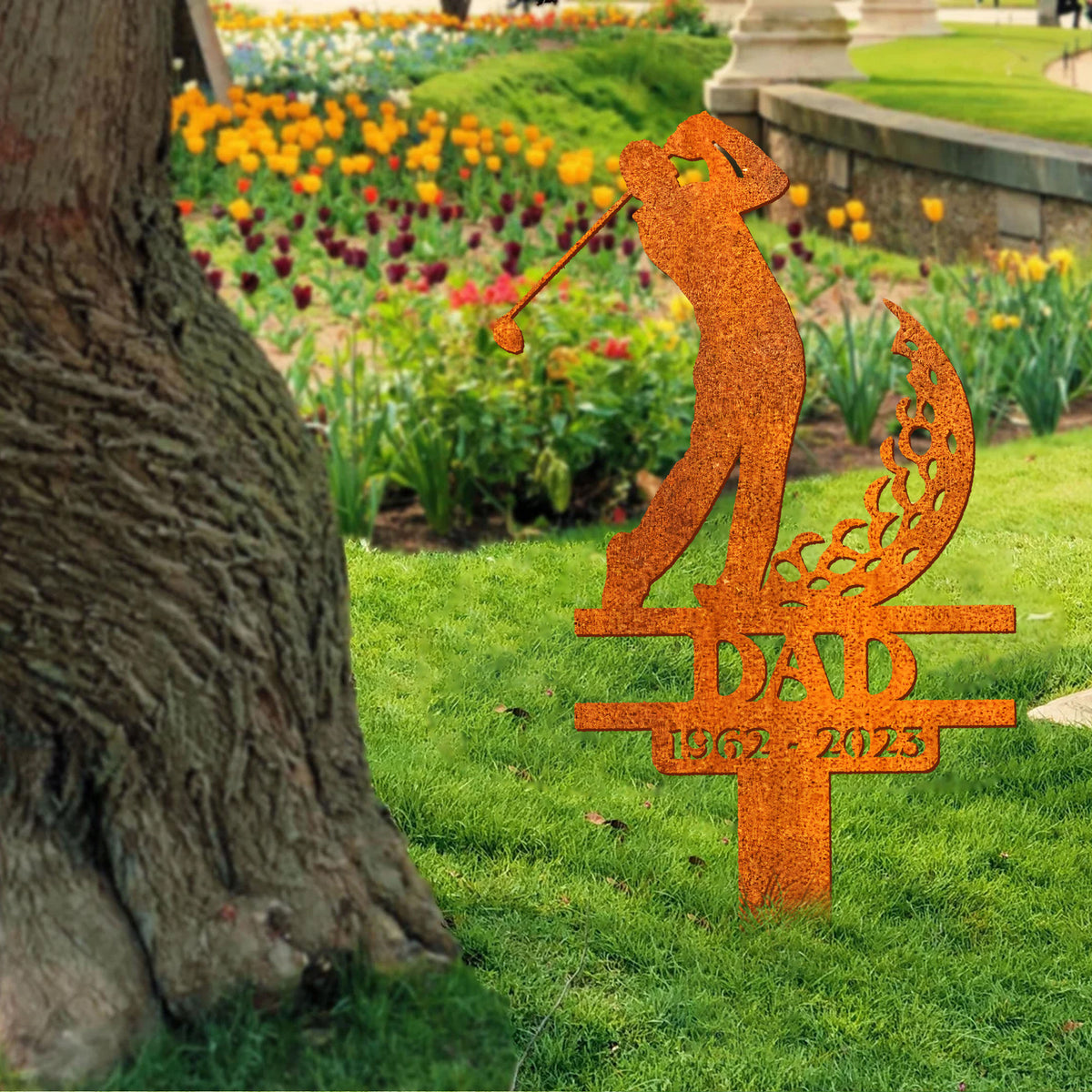 Personalized Golfer Memorial Stake, Golfer Name Sign, Golfer Loss, Sympathy Sign, Grave Marker, Remembrance Stake, Garden Sign, Golf Lover Gift